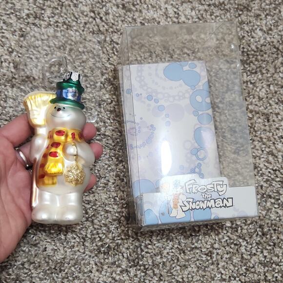 Brass key blown glass ornament frosty the snow man vintage in box - Picture 8 of 8